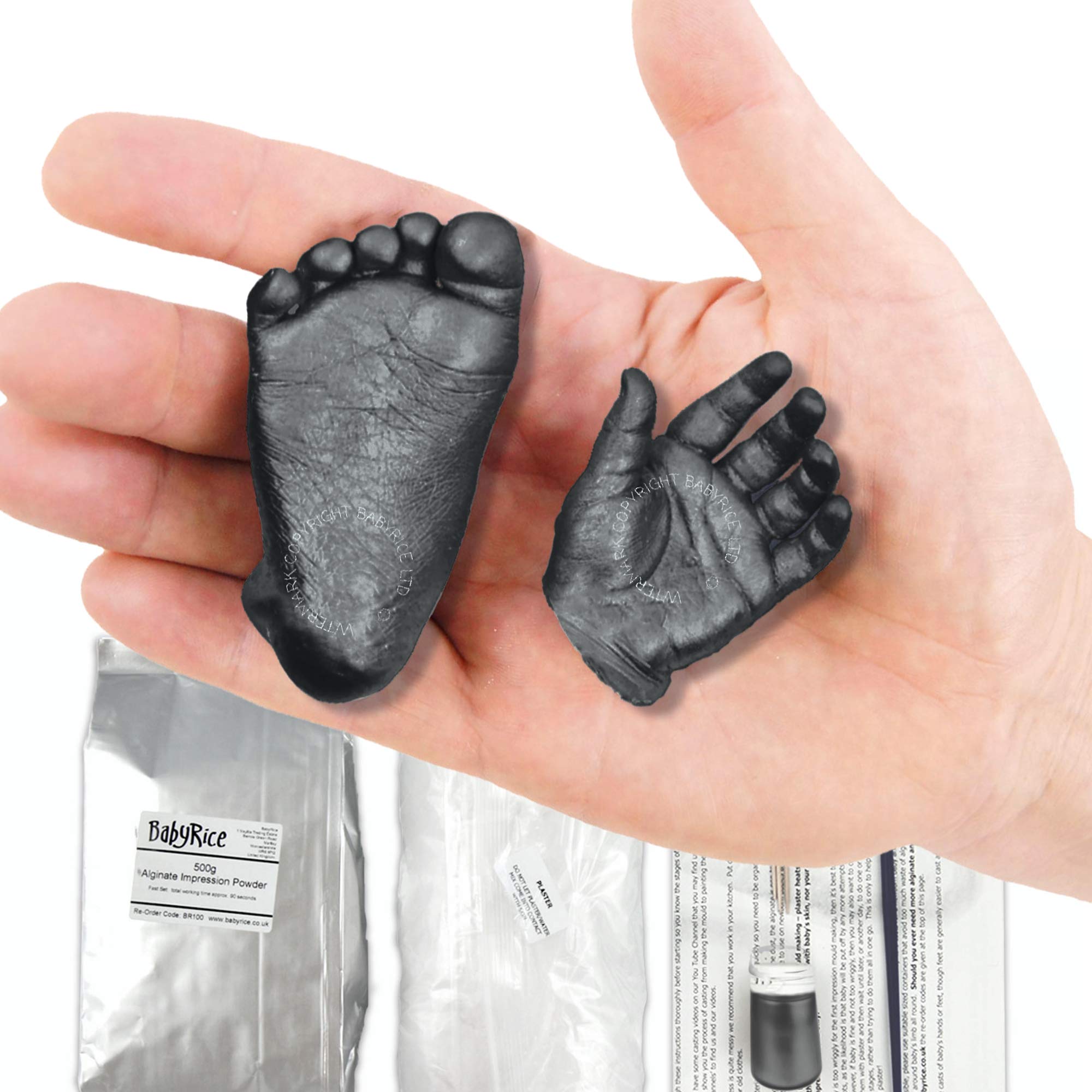 BabyRice Baby Casting Kit to Make 3D Hand and Foot Plaster Casts (Black) — image 1