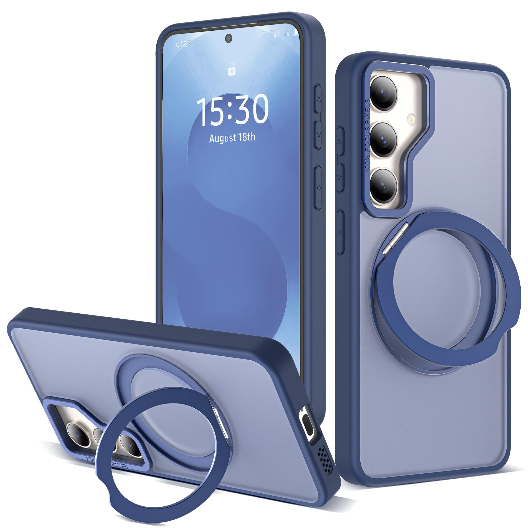 for Samsung Galaxy S25 Plus Case with 360° Spin Stand,Blue