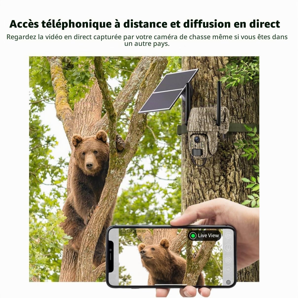 Caméra de Surveillance Extérieure Solaire 4G LTE, Vision Nocturne 4K en Couleur, PTZ 360°, Détection de Mouvement, Audio Bidirectionnel, IP66 Étanche, Sans WiFi avec Carte SIM