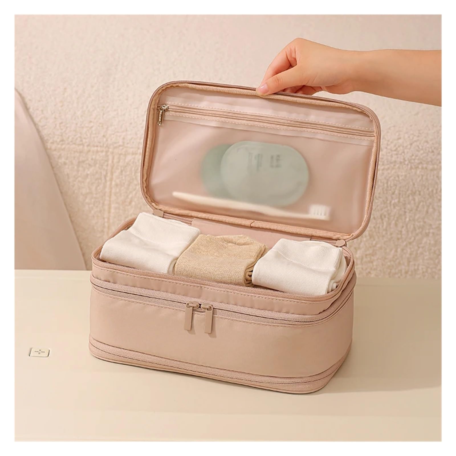 Bolsa Sujetador Viaje Bolsa de sujetador de doble cara de Taslon gruesa mejorada, bolsa de almacenamiento práctica de gran capacidad, organizador de calcetines de ropa interior for viaje de negocios
