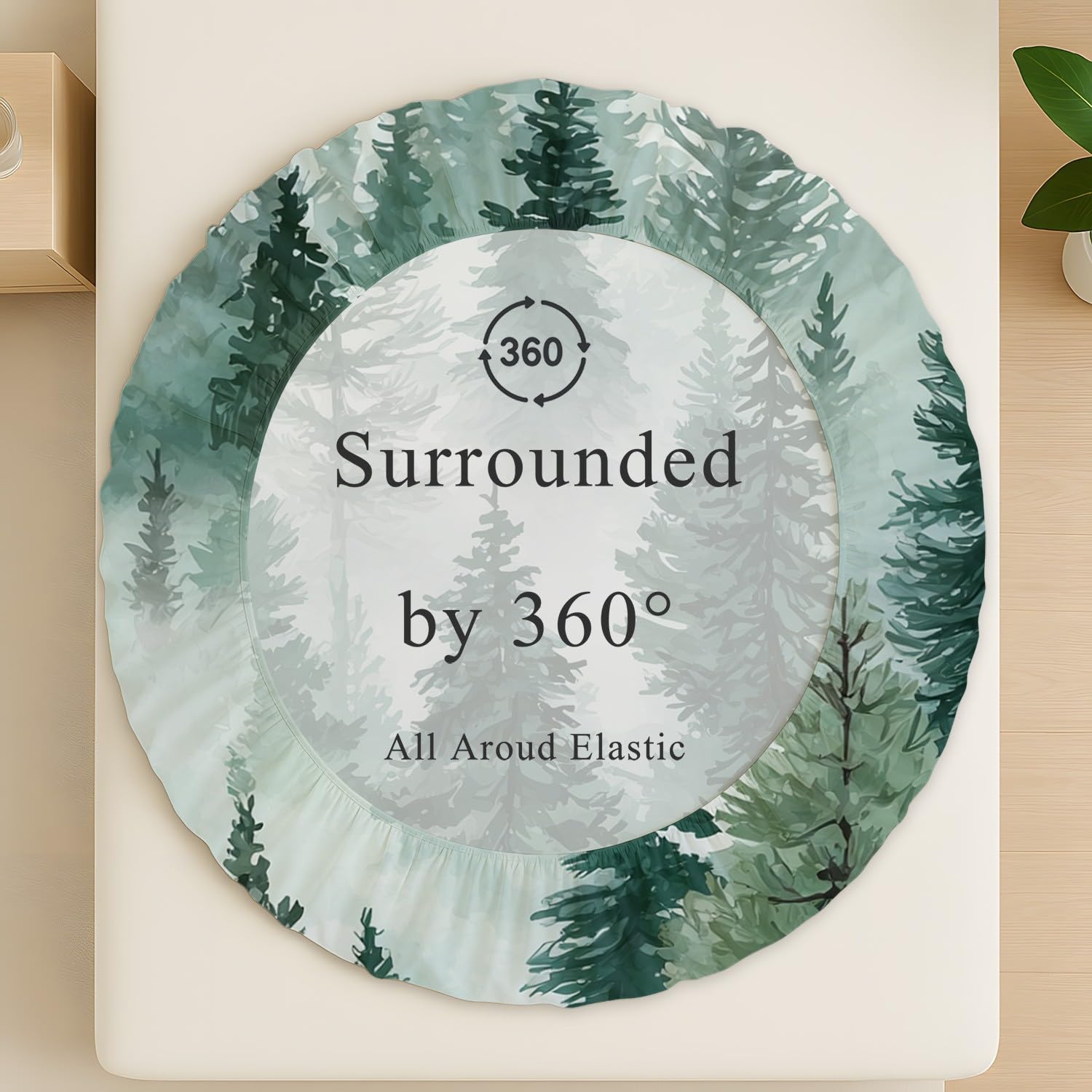 Mystique Forest Prześcieradło z gumką 140 x 200 cm Czapki 30 cm, Serein Spin Jodła Mgła dla dzieci nastolatków dorosłych, miękkie prześcieradło z mikrofibry, oddychający pokrowiec na materac