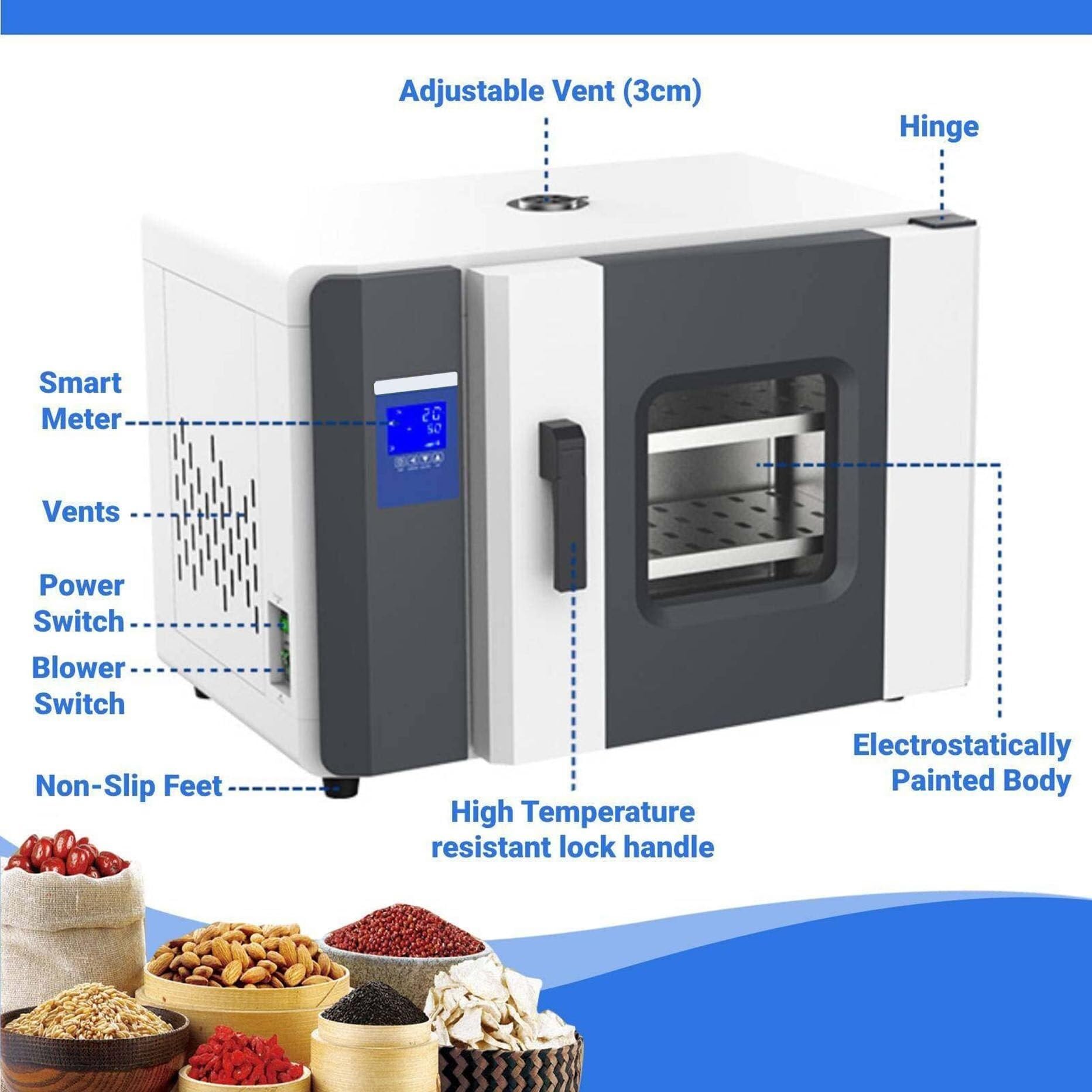 Genérico Horno de Secado de Laboratorio Silencioso | Temperatura Constante y Pantalla Digital | Cámara de Acero Inoxidable | Equipo Profesional y Preciso (Galvanized)