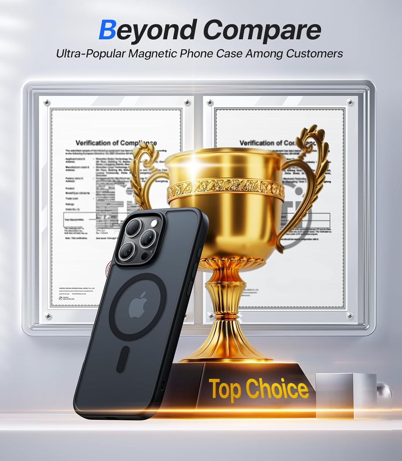 Strong Magnetic for iPhone 15 Pro Max Case, [Compatible with MagSafe] [Military-Grade Drop Tested] Shockproof Protective Slim Translucent Matte Cover for iPhone 15 Pro Max Phone Case, Black - Image 8