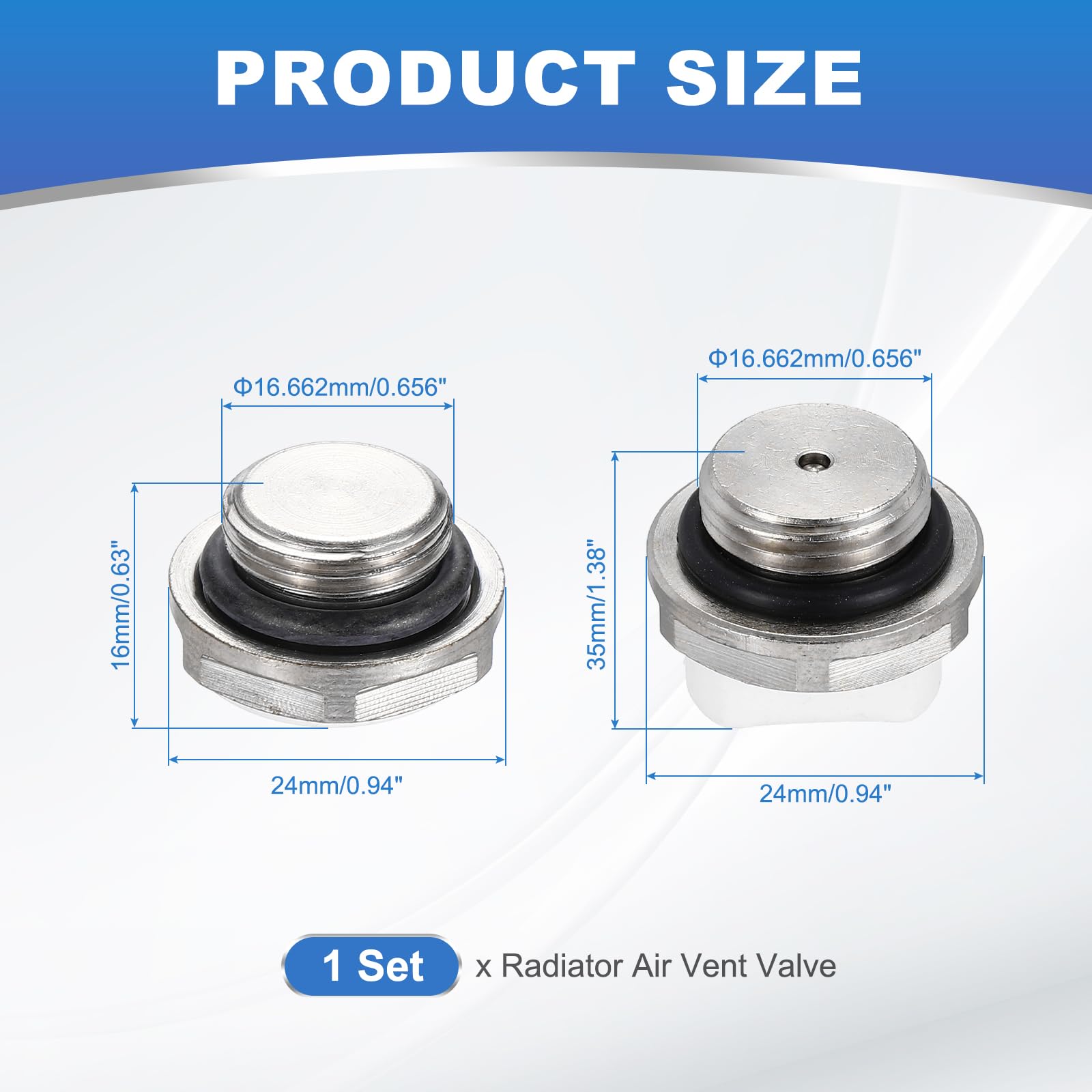 PATIKIL 3/8" BSP Male Thread Manual Radiator Air Vent Plug Valves Kits with Key - Image 2
