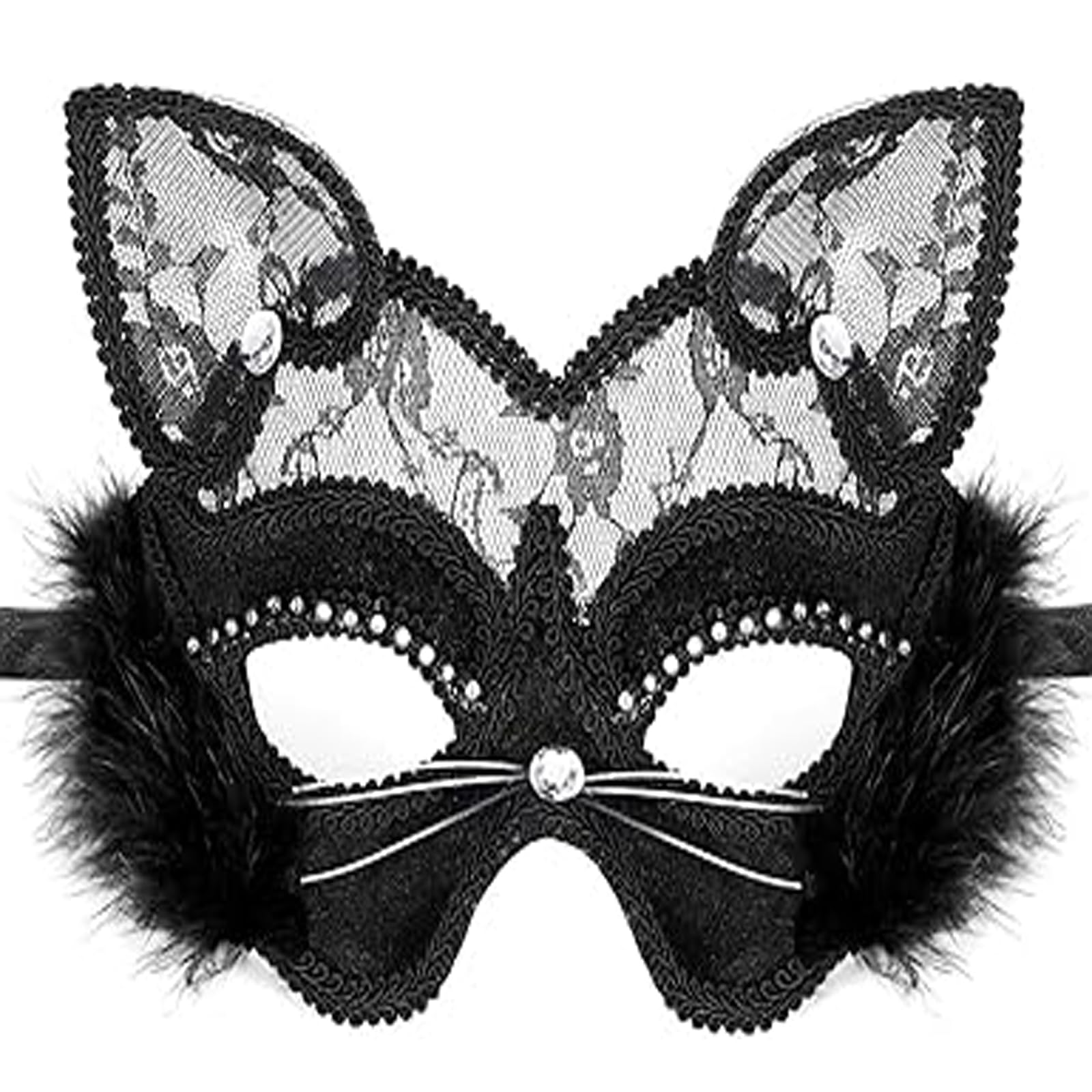 SWIUKPHE Masquerade Mask Venetian Masks Luxury Black Cat Lace Mask for Fancy Dress Halloween Costume Party Girls Women