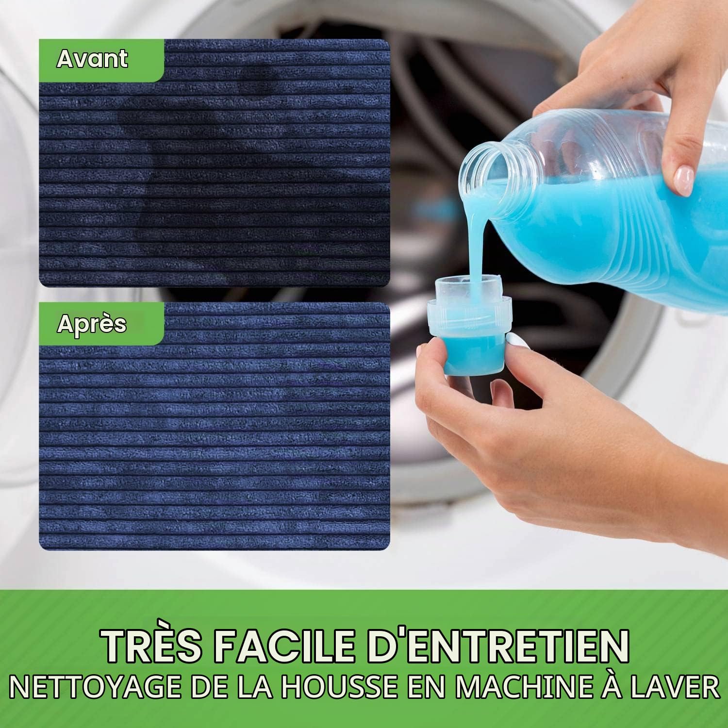 Green Bean© XXL Pouf en Velours Côtelé 370 litres Remplissage de Perles EPS - Doux Moelleux Robuste & Tissu Lavable Coussin de Sol Coussin de Repos Coussin de Siège