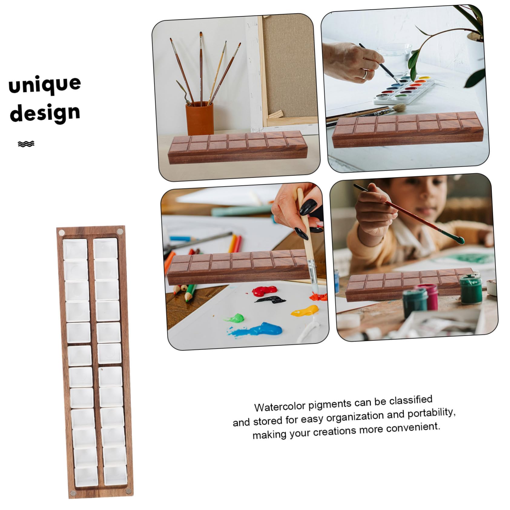 NUOBESTY 4Pcs Boîte Palette De Peinture Plateau De Peinture Palettes Plaque Mixte De Couleur Étui À Pigments Bricolage Étui À Aquarelle Vide Palettes De Peinture pour La Peinture