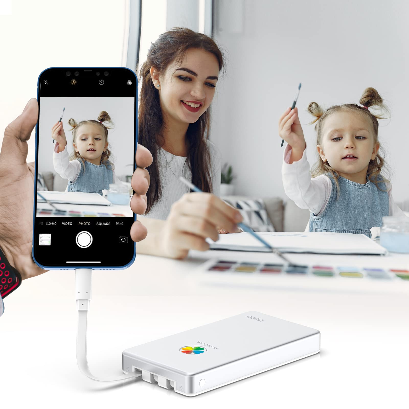 iDiskk 2TB (2000GB) Zewnętrzny dysk twardy iPhone z łącznikiem lightning, certyfikat MFi 3 w 1 wbudowany kabel*3 Przenośny dysk twardy, dysk twardy USB-C dla najnowszych iPhone/iPad/Mac/PC i urządzeń