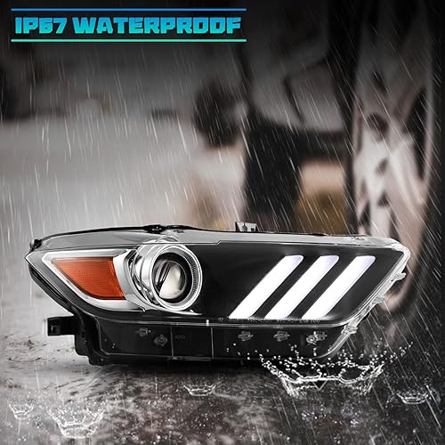 Miniatura 4 de Faros delanteros para Ford Mustang Coupé y Convertible 2015 2016 2017, apto para Ford Shelby GT350 2016-2020, Ford Shelby GT500 OE 2016-2020,