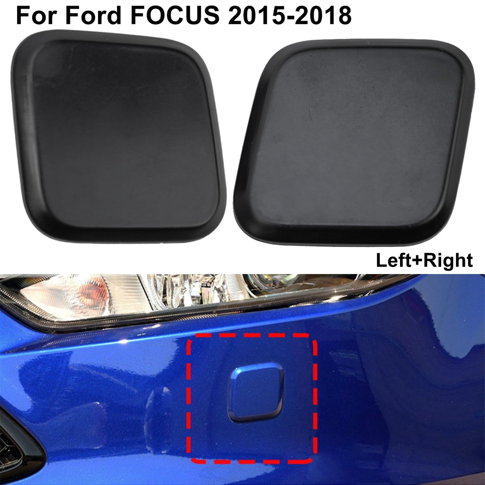 Tappo per lavafaro anteriore sinistro e destro, per Ford Focus 2015 2018, per paraurti anteriore (sinistra e destra)
