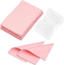 28 Pcs Jewelry Polishing Cloth for Sterling Silver Jewelry, Pink Cleaner Cloth for Rings, Includes 40 Pcs Small Jewelry Bags, Gift for Men and Women