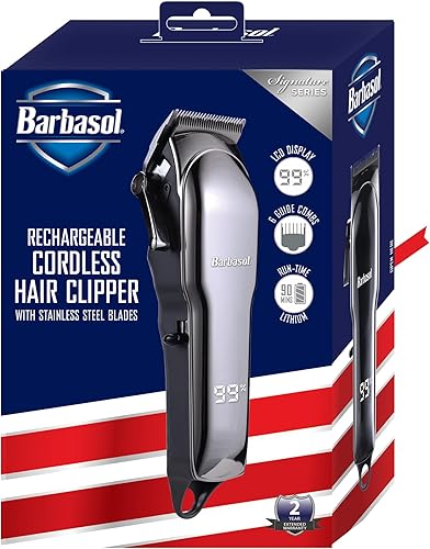 Barbasol Cortapelos recargable, cortadora de pelo profesional y doméstica para hombres, cuchillas de cerámica de bajo calor sin óxido, 6 peines de