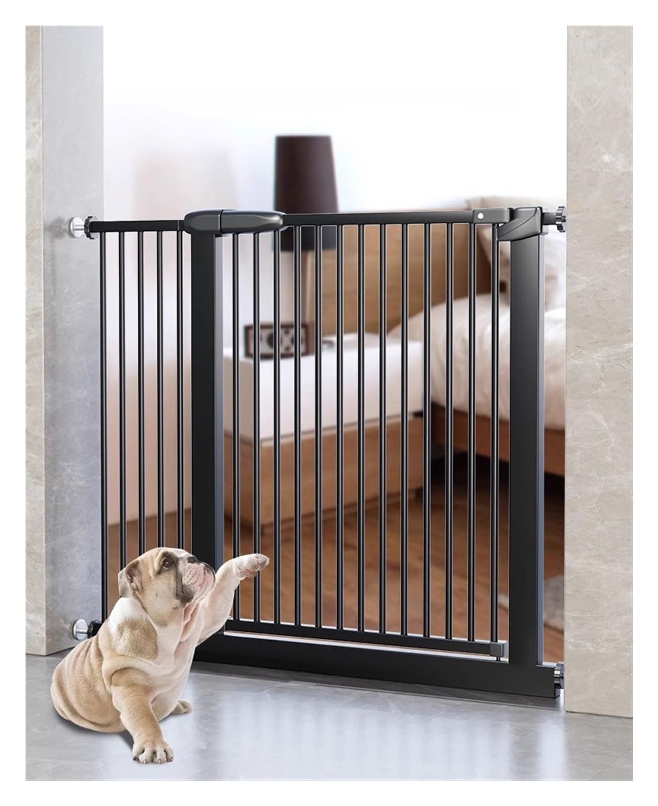24,8"-53,9" Extra largo 30,7" alto, Cancello per porta per animali domestici, Kit di montaggio a pressione e Kit di montaggio a parete, Bianco, Nero (Colore: Nero, Dimensioni: Larghezza: 71-