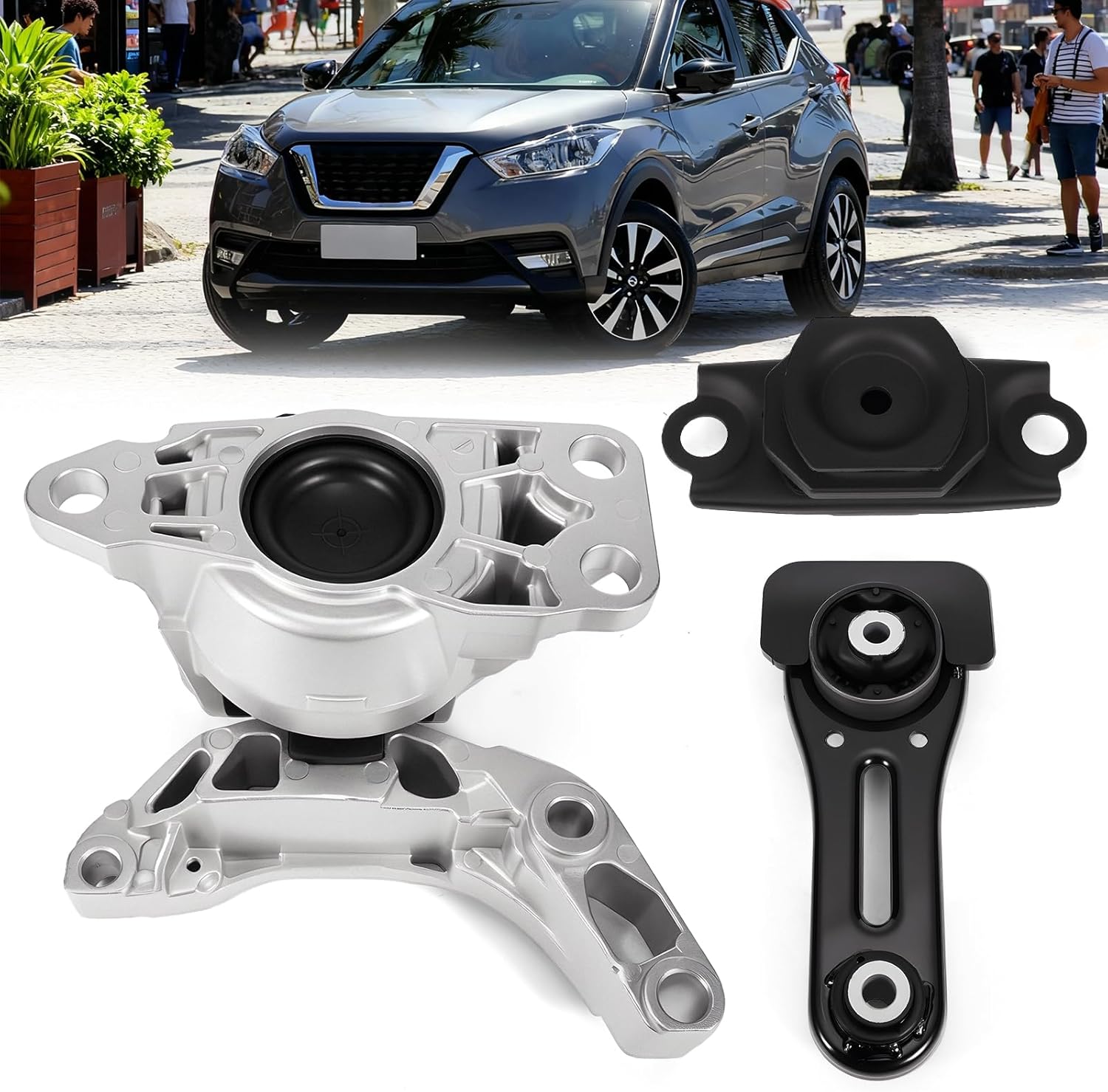 Engine Mount Kit 3Pcs Motor Transmission Fit for Nissan Versa 2020-2024, Kicks 2017-2024, 1.6L L4 Engine -Replace A4397 EM7470 10129 112105RA1A A4398 10130 112205RA0A A4387 Transmission Mount