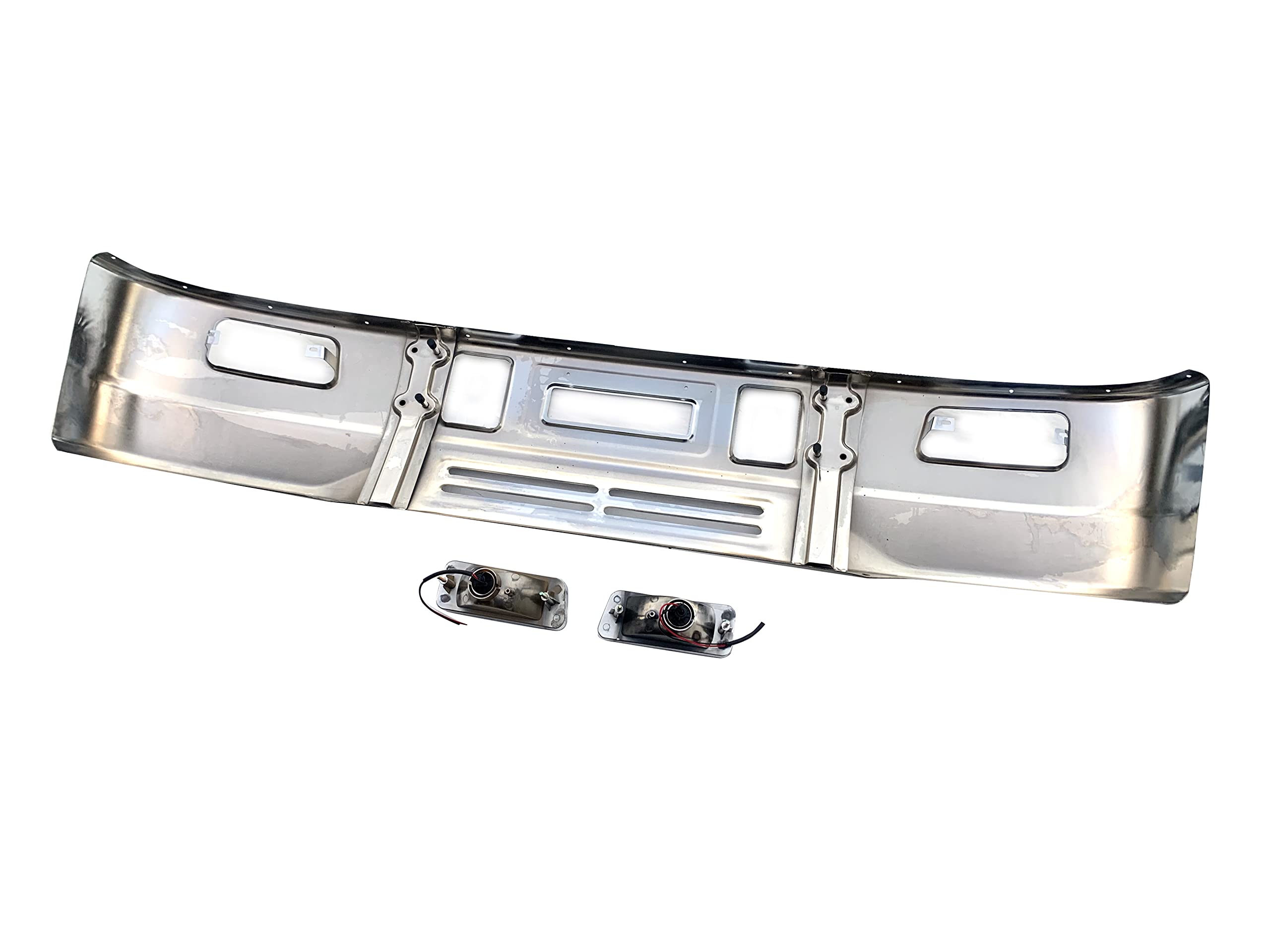 Amazon | 汎用 2t 標準 メッキ バンパー エアダム 一体 スポイラー  