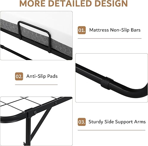 Miniatura 8 de iPormis Cama plegable con colchón, cama plegable individual de 76 x 38 pulgadas con bolsillo lateral y estante de almacenamiento, camas plegables