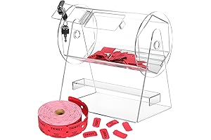 Acrylic Raffle Ticket Spinner Drum with 2000 Raffle Tickets for Balls, Chips