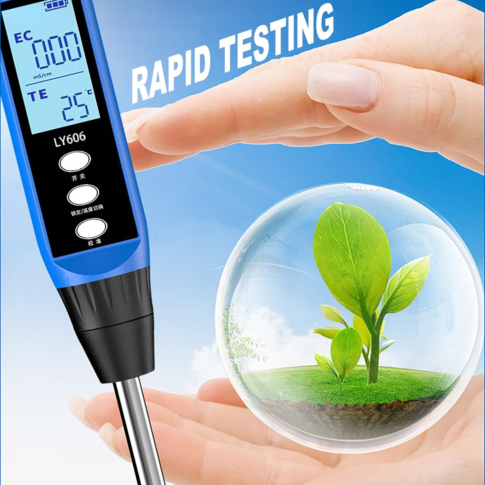 Gleba EC Tester gleby, miernik przewodności EC, miernik pH - gleba o wysokiej dokładności, nawóz hydroponiczny, temperatura soli odżywczej, do pielęgnacji roślin