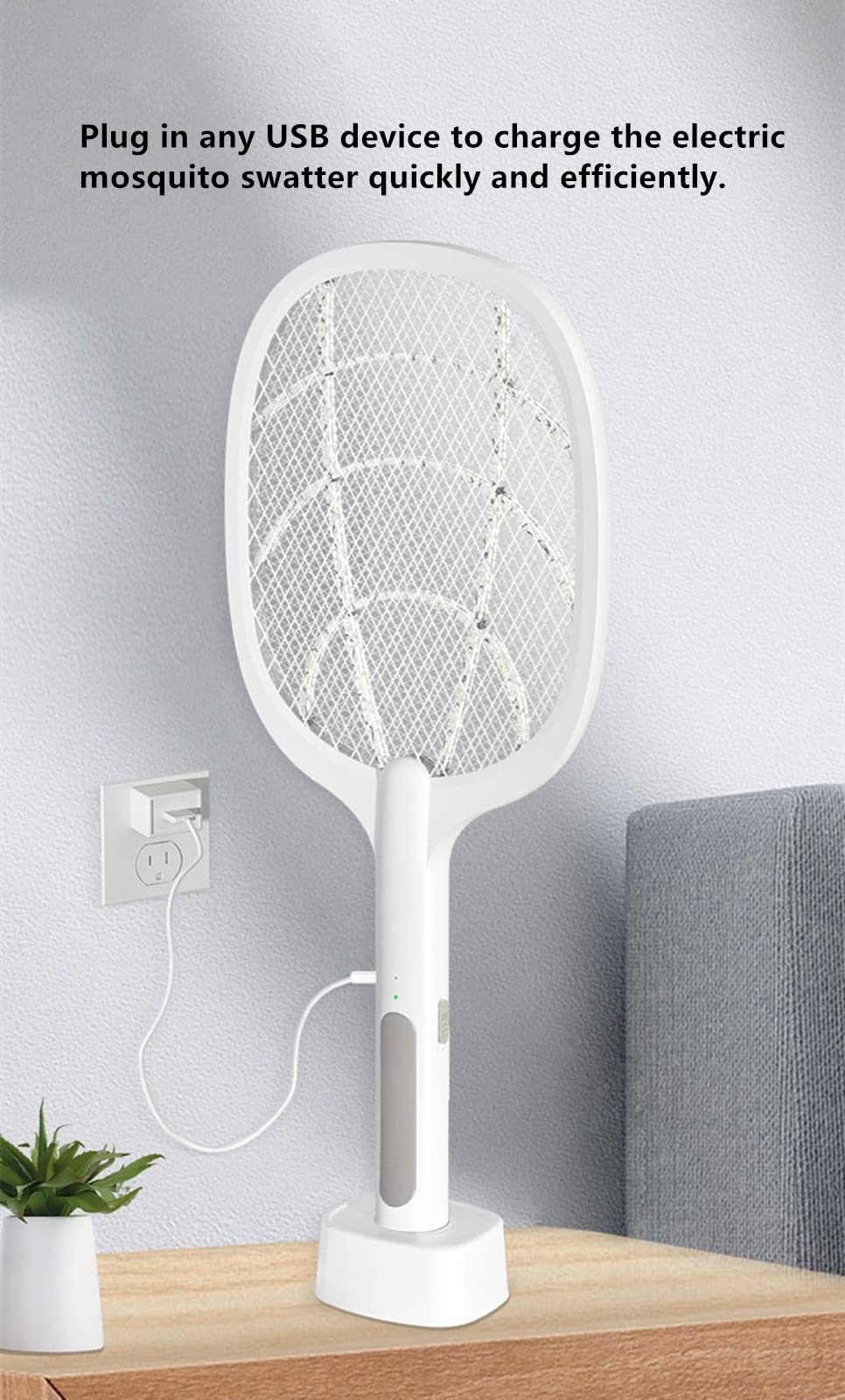 Scacciamosche Elettrico, Scacciamosche Pieghevole 2500V Scacciamosche Elettrico Racchetta Ricaricabile USB per Zapper per Insetti per Casa, Interni ed Esterni, Racchetta Zapper per Zanzare di Grandi
