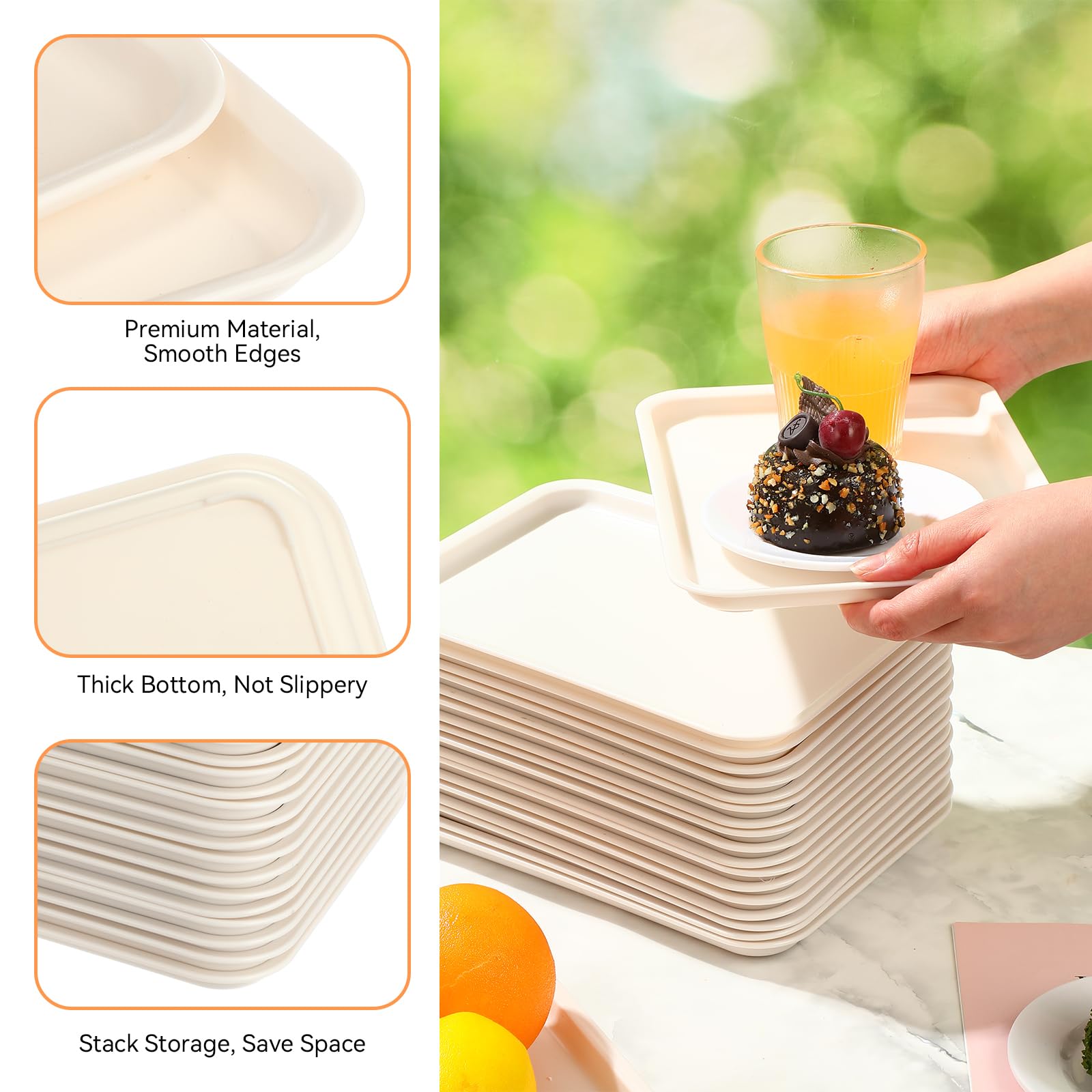 Sintuff Lot de 20 plateaux rectangulaires en plastique coloré pour restauration rapide, café, café, café, café, café, café, café, café, café, café, café, 25,4 x 17,8 cm