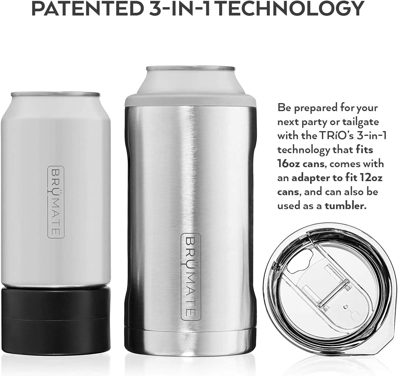 BrüMate HOPSULATOR TRíO 3-in-1 Stainless Steel Insulated Can Cooler, Works With 12 Oz, 16 Oz Cans And As A Pint Glass (Blush): Home & Kitchen