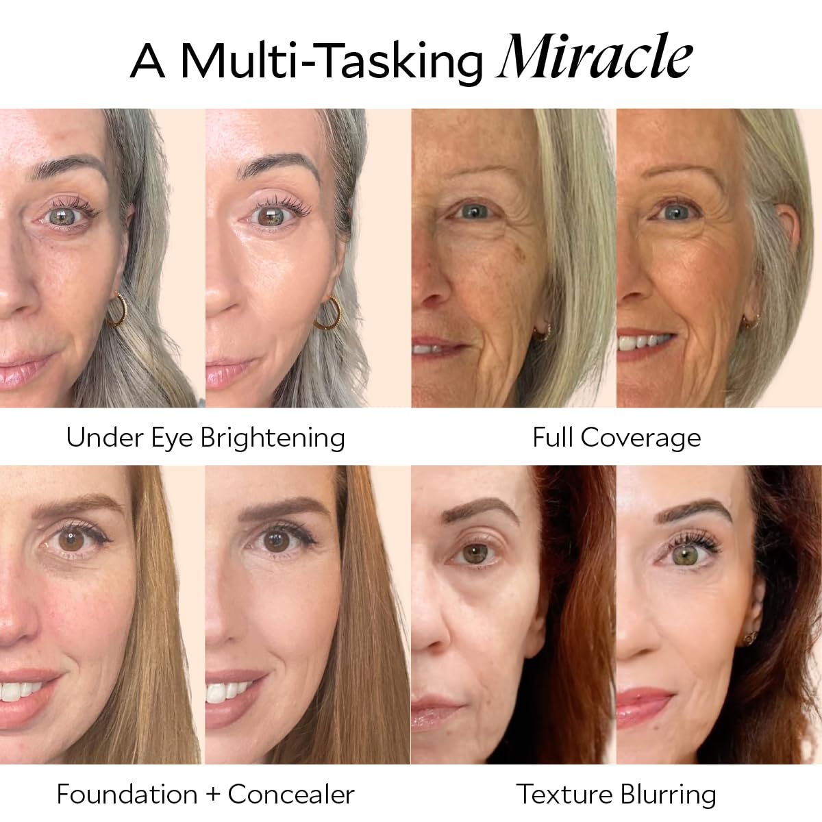 Fièra Luxury Concealer & Foundation with Anti-Aging Ingredients - Full Coverage for Dark Circles, Wrinkles, Fine Lines, and Spots, All-Day Wear For Mature Skin - Neutral Beige, 0.5...