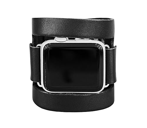 wide Leather cuff band compatible with Apple watch 38mm 40mm 41mm 42mm 44mm 45mm 46mm 49mm, Handmade UA 1620