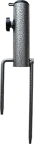 AMMSUN Sombrilla de patio con anclaje de acero para playa soporte de barrena de metal resistente con dos tenedores ideal para su uso en suelo negro AMMSUN Sombrilla de patio con anclaje de acero para playa soporte de barrena de metal resistente con dos tenedores ideal para su uso en suelo negro