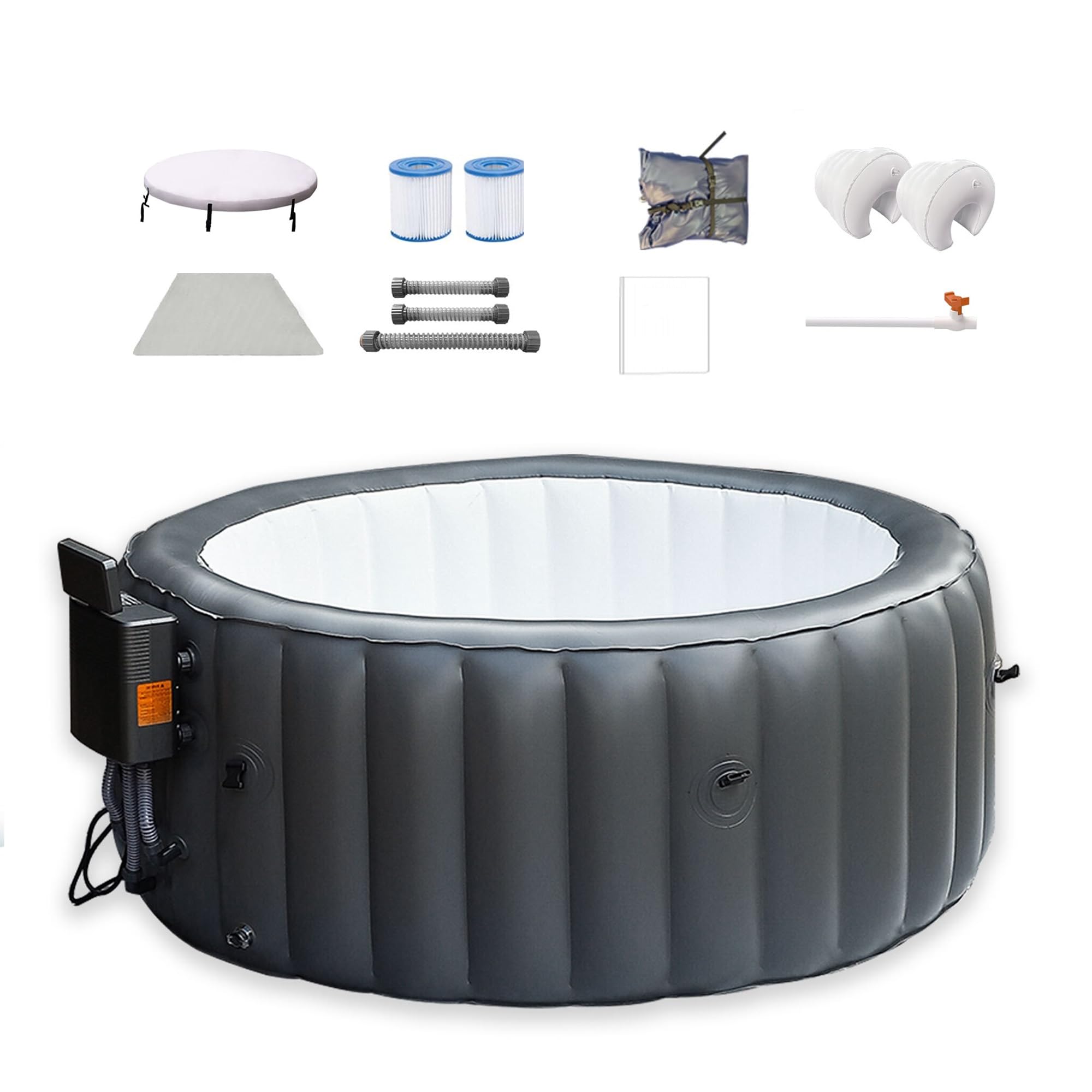 Vasca idromassaggio gonfiabile da 183 cm per 2-4 persone, 110 getti d'aria, spa portatile da esterno con riscaldatore, filtro e telo di protezione per il terreno