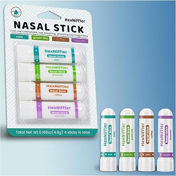Inhaler Nasal Stick, On-The-GO Portable, Non-Medicated, Cool Refreshing Helps to Clear Breathing, Sinus Relief and Shatter Drowsiness, Set of 4 inhalers 4 Pack Variety