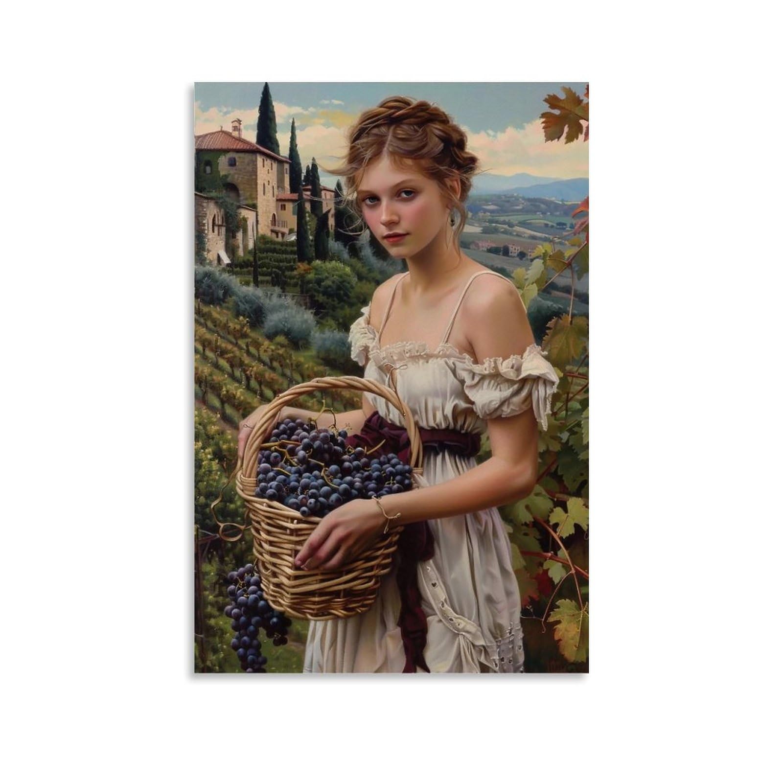 Hueryryhy Unframe-Style 20X30inch Nostalgic Tuscan Vineyard 03 Poster Wall Art Canvas Vintage Aesthetic Painting Decor For Rooms 20X30inch Unframe-Style