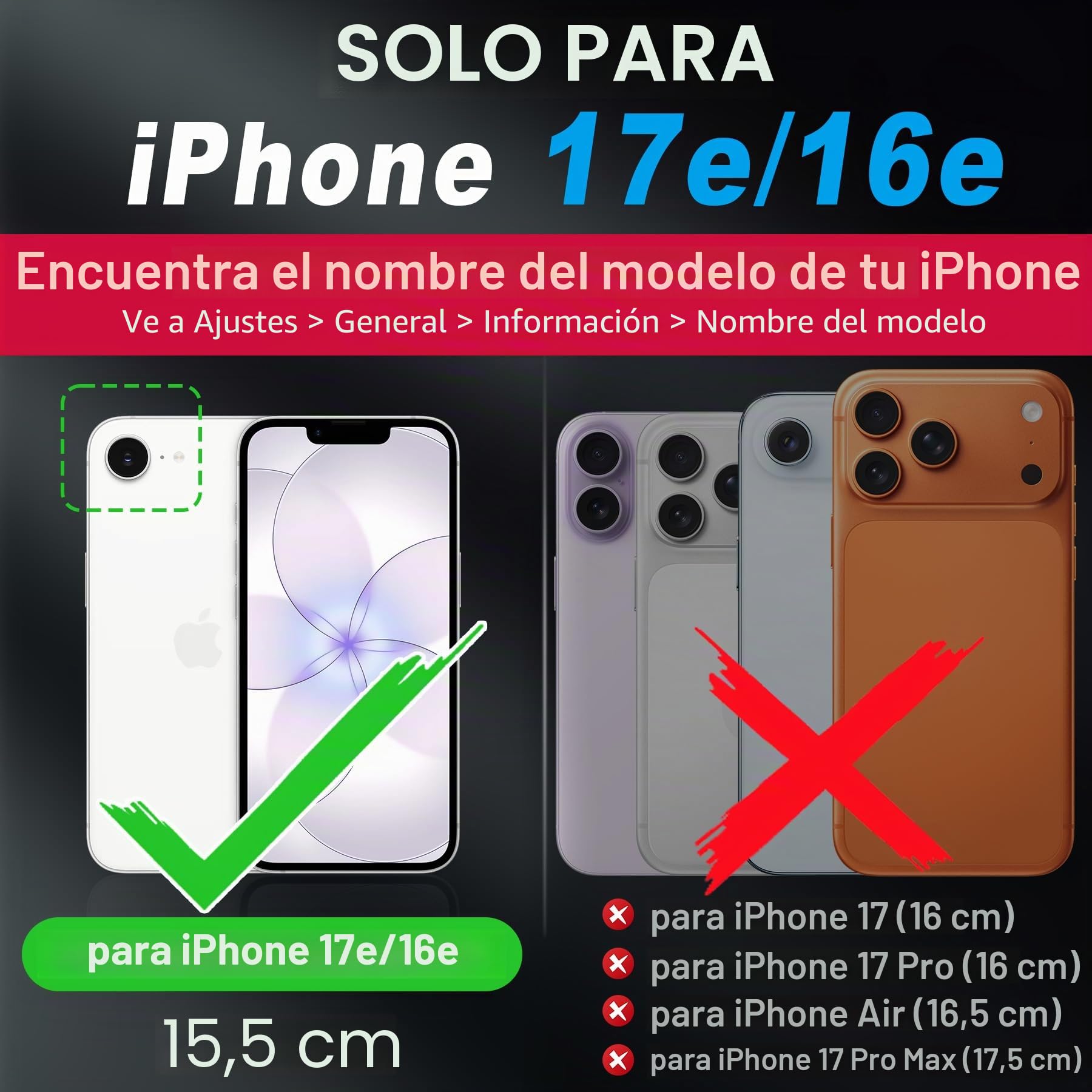 SHIELDON Funda Cartera Cuero Genuino para iPhone 17e/16e 6,1" 2026, Negro | Bloqueo RFID, Soporte Plegable, Funda Cartera Magnética 2 en 1 Desmontable, Ranuras para Tarjetas, 5G