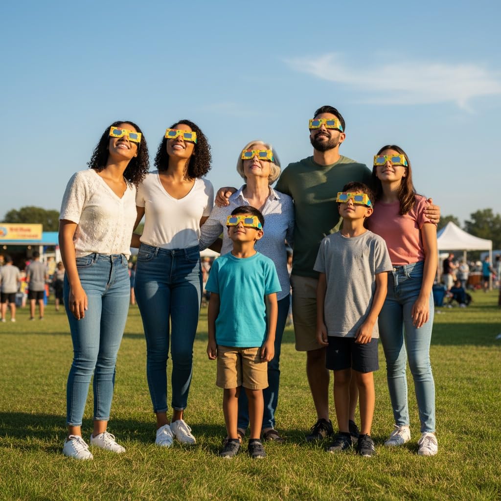 Absolute Eclipse Lunettes Enfants Eclipse Solaire 2026 pour Voir l'Éclipse - ISO 12312-2 CE Certifiées Homologuées - Lot de 50 Événements - Design Fun - Fabricant Européen Reconnu AAS