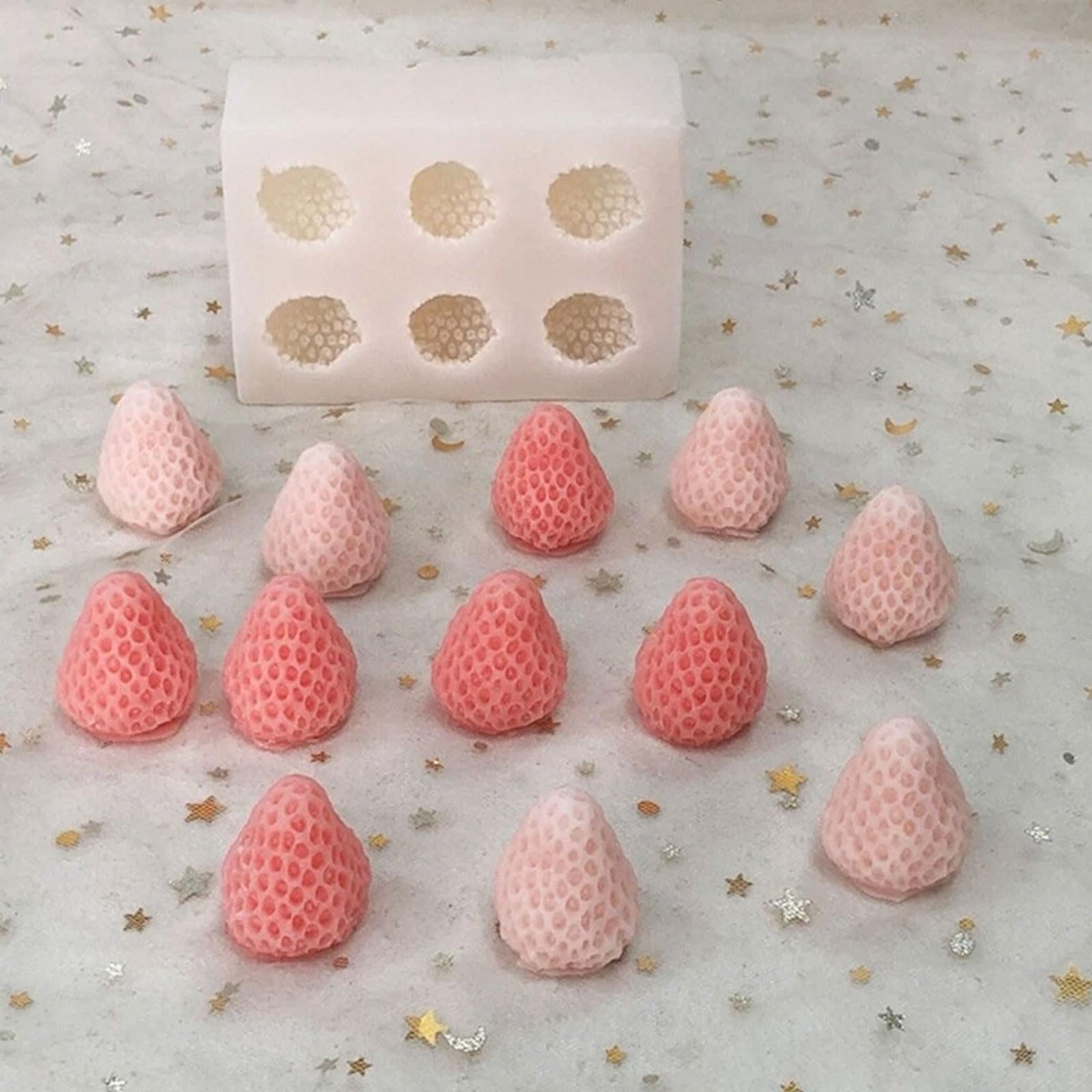 Strumento cottura in silicone realistico Design a fragola per gelato cioccolato Stampo per candele in silicone semplice manutenzione