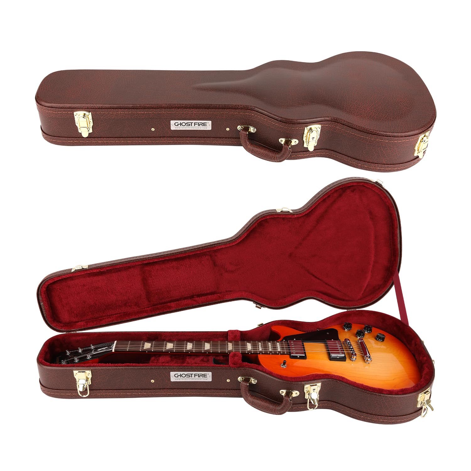 GHOSTFIRE Electric Guitar Standard 39-Inch Hard Case for LP, V-LP Brown