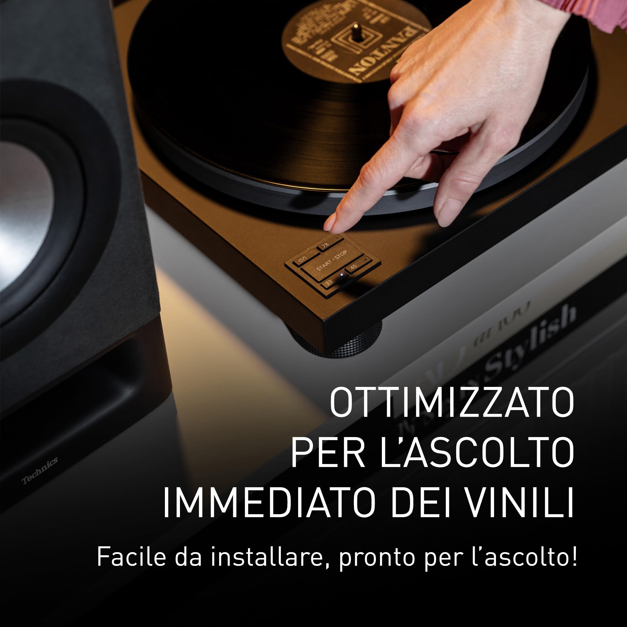 Technics SL-40CE-K Giradischi a Trazione Diretta, Motore Coreless, Equalizzatore Phono Integrato, Testina AT-VM95C, Piatto in Alluminio, Nero