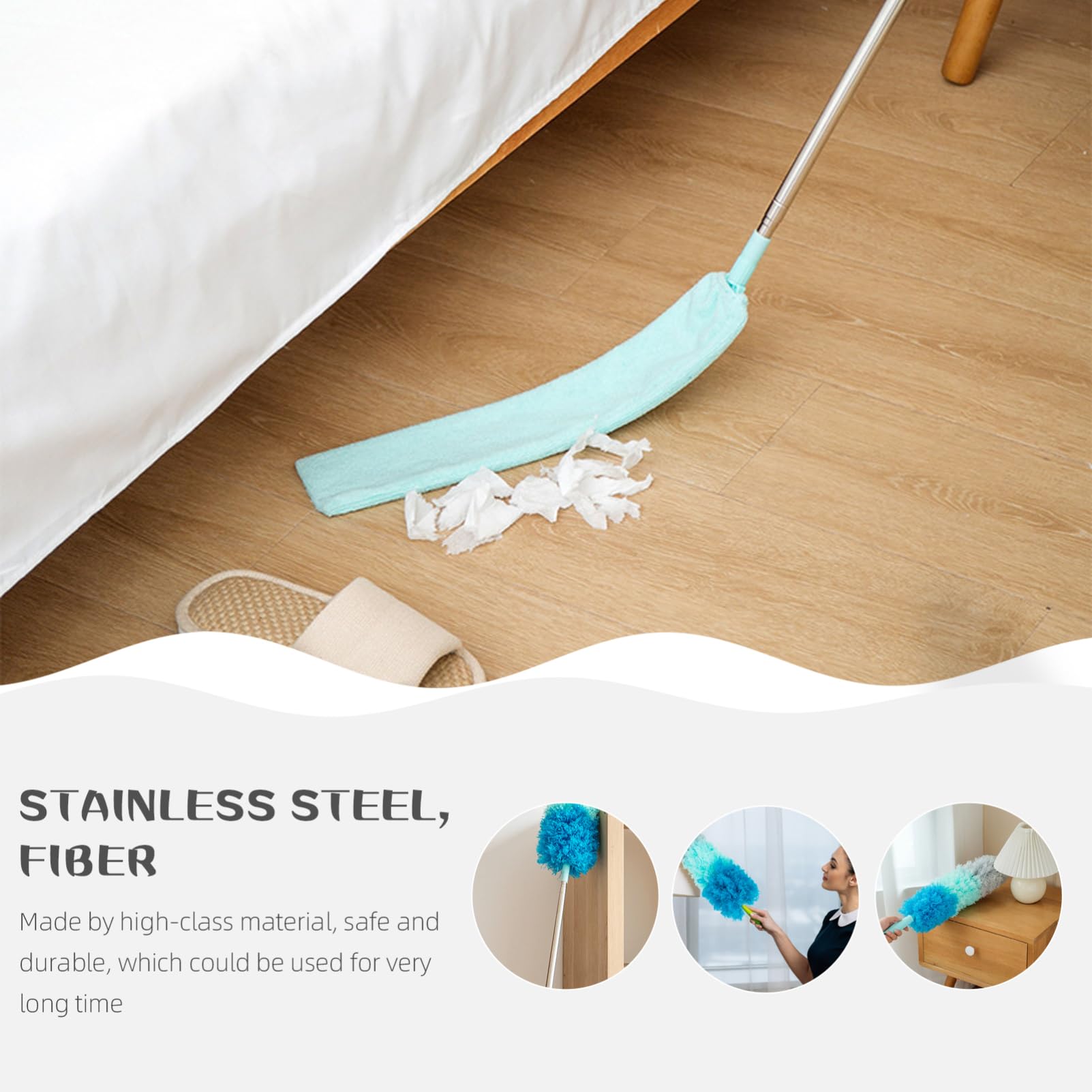 HAWILLOSCH Dusters for Cleaning Extendable Home Dust Cleaner Brush Telescopic Handle Washable Heads
