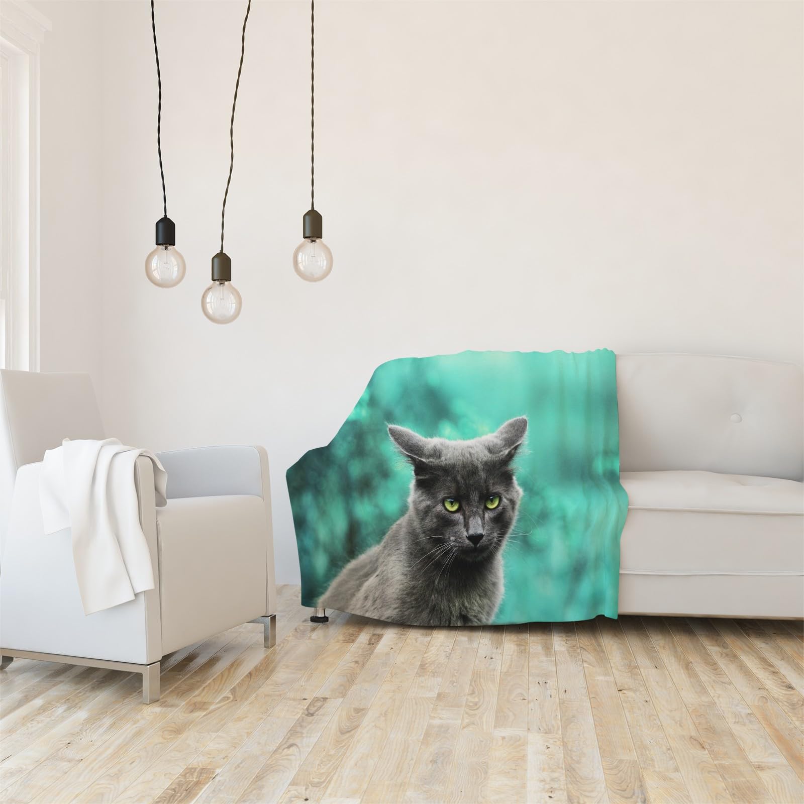 Koc dla zwierząt domowych Koce Niebieski kot Pojedynczy koc na łóżko miękkie ciepło, puszyste koce na sofę flanelowe 180 x 200 cm na wszystkie pory roku