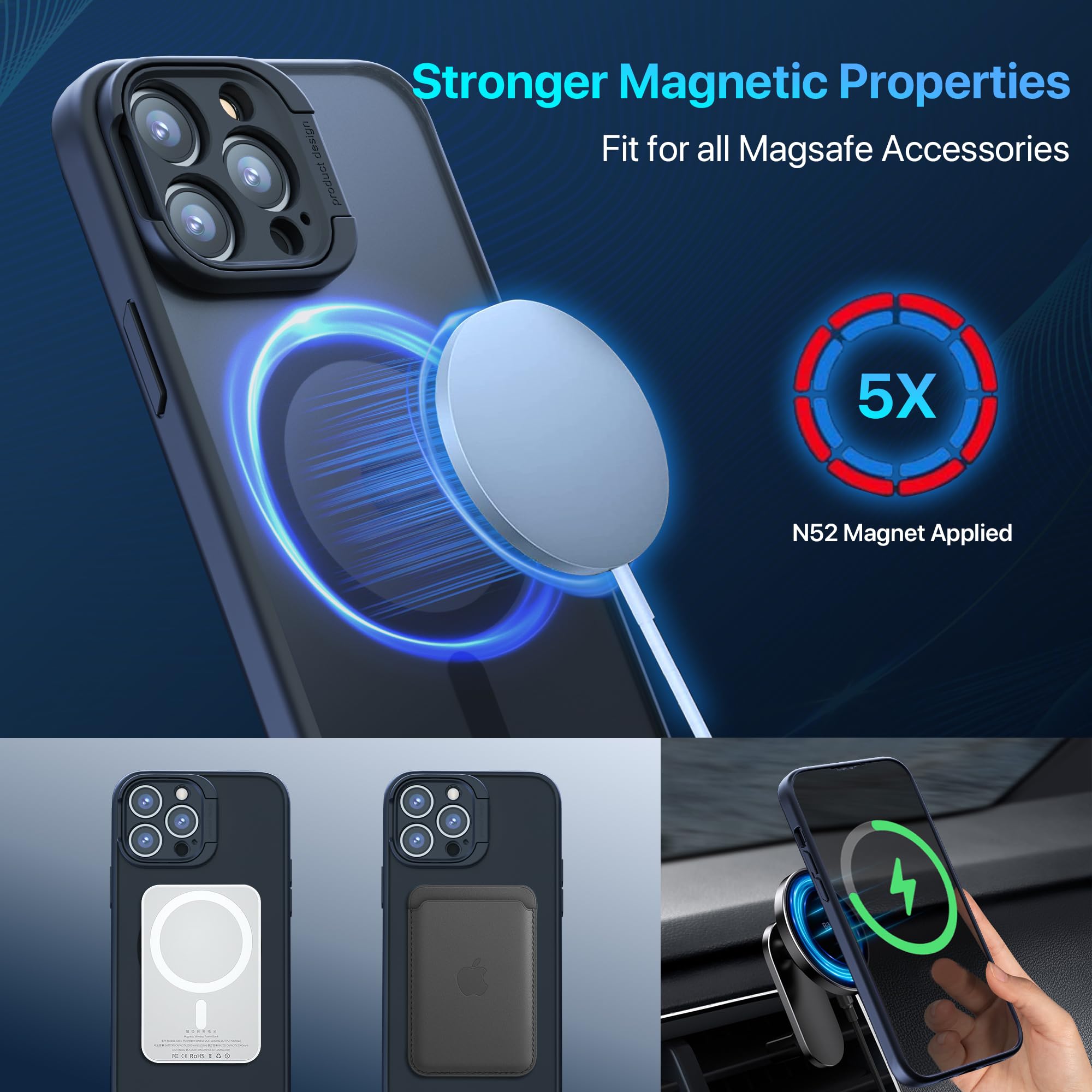 JETech Cover Magnetica per iPhone 16 Pro 6,3 Pollici Compatibile con MagSafe, Tr
