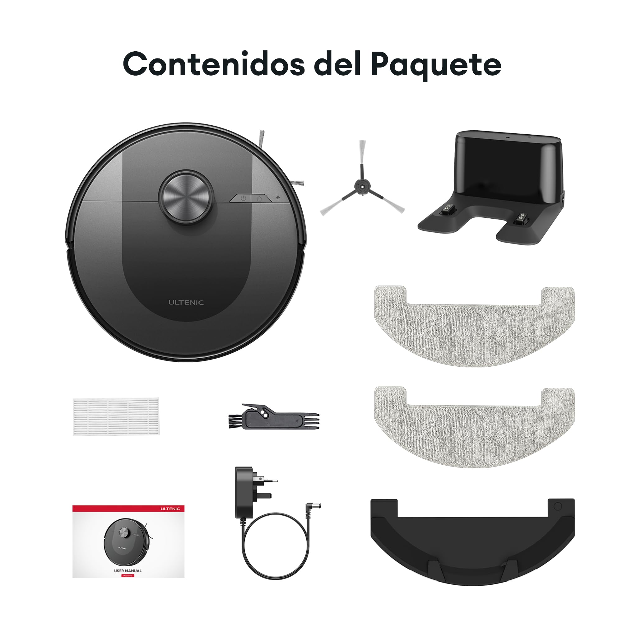 Ultenic Robot Aspirador 6000PA con Fregado, LIDAR, 150Min Autonomía, App y Voz para Suelos Duros y Alfombras - Ideal para Hogares con Mascotas
