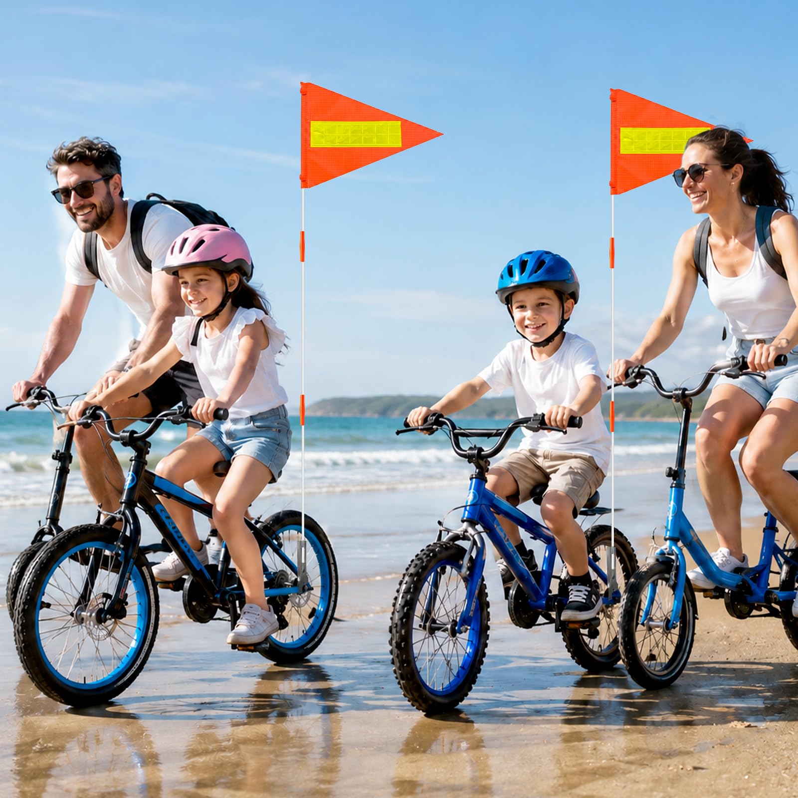 Fanion de Sécurité pour Vélo 150cm, Drapeau Velo Réfléchissant Impréable, Tige Réglable