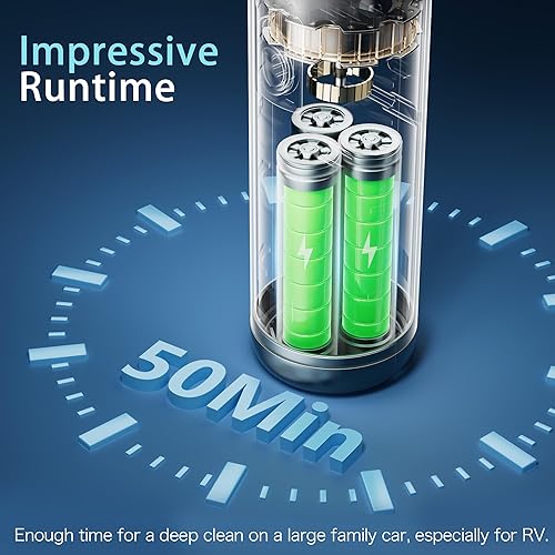 Miniatura 3 de Aspiradora de automóvil, aspiradora portátil inalámbrica con 20000 Pa, aspiradora de coche de alta potencia, tiempo de funcionamiento decente de 50