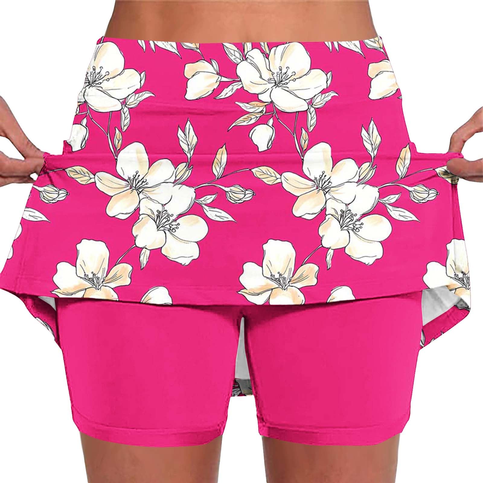 Skorts for Women Plus Size Tummy Control Legging with Skirts Casual High Waist Mini Skirts Athletic Tennis Short — view 18