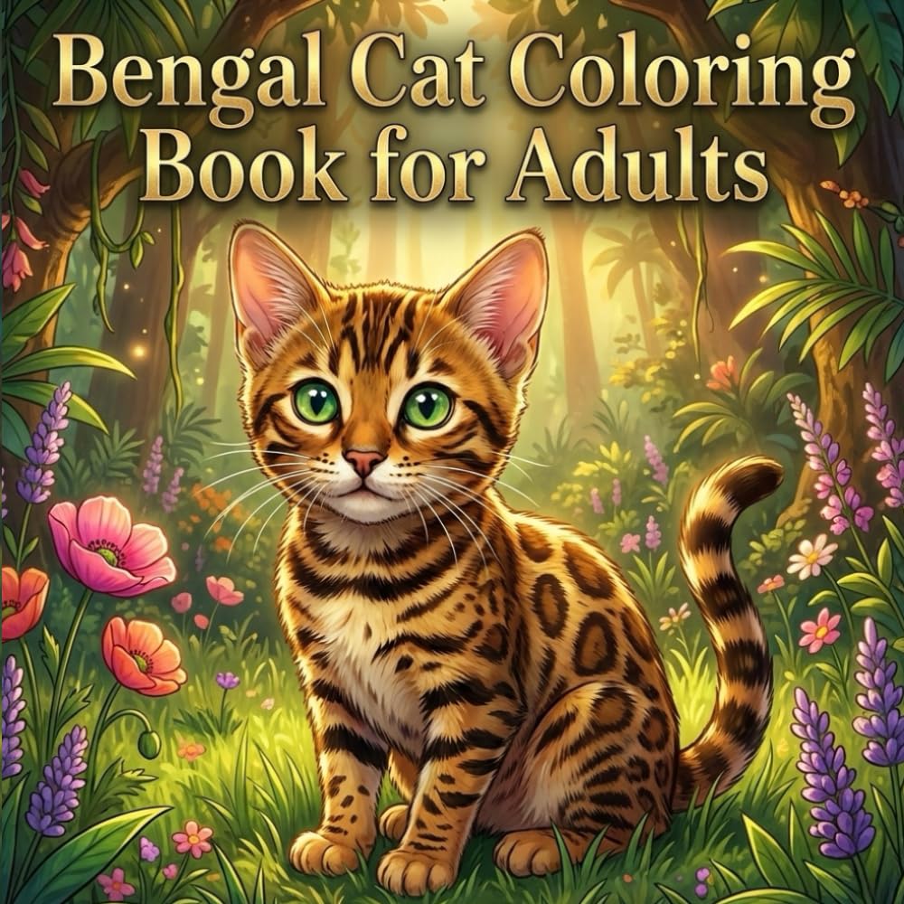 Bengal Cat Coloring Book for Adults: Majestic Spots and Wild Elegance: A Relax Coloring Book Featuring Detailed Bengal Cat Portraits for Stress Relief and Mindfulness