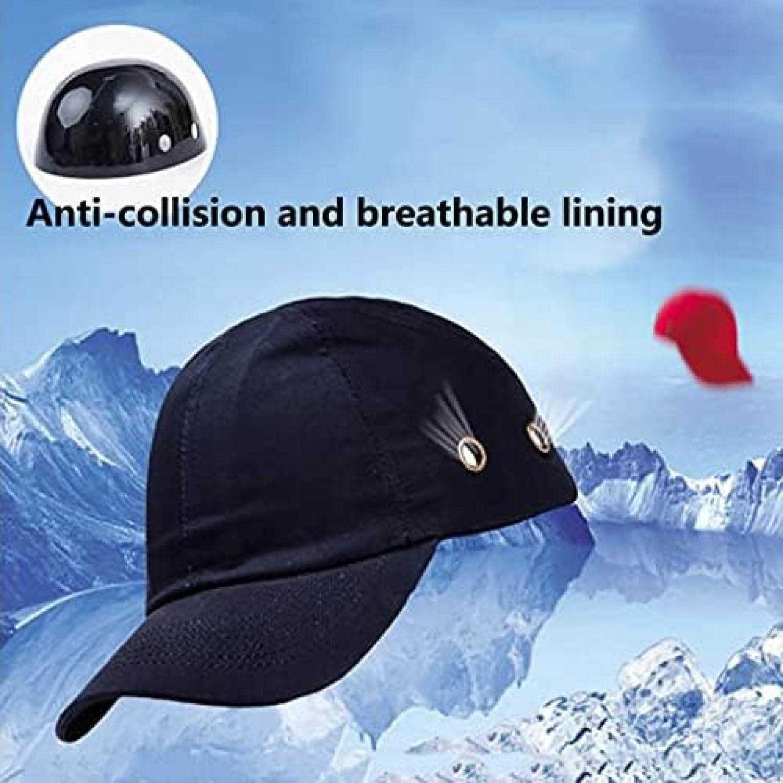 Casco de Seguridad Gorra anticolisión Gorra de béisbol portátil Ligera Carcasa Interior de ABS Tela de algodón cómoda Banda para el Sudor Engrosada Tamaño de Almohadilla EVA 58-62 CM Muchos