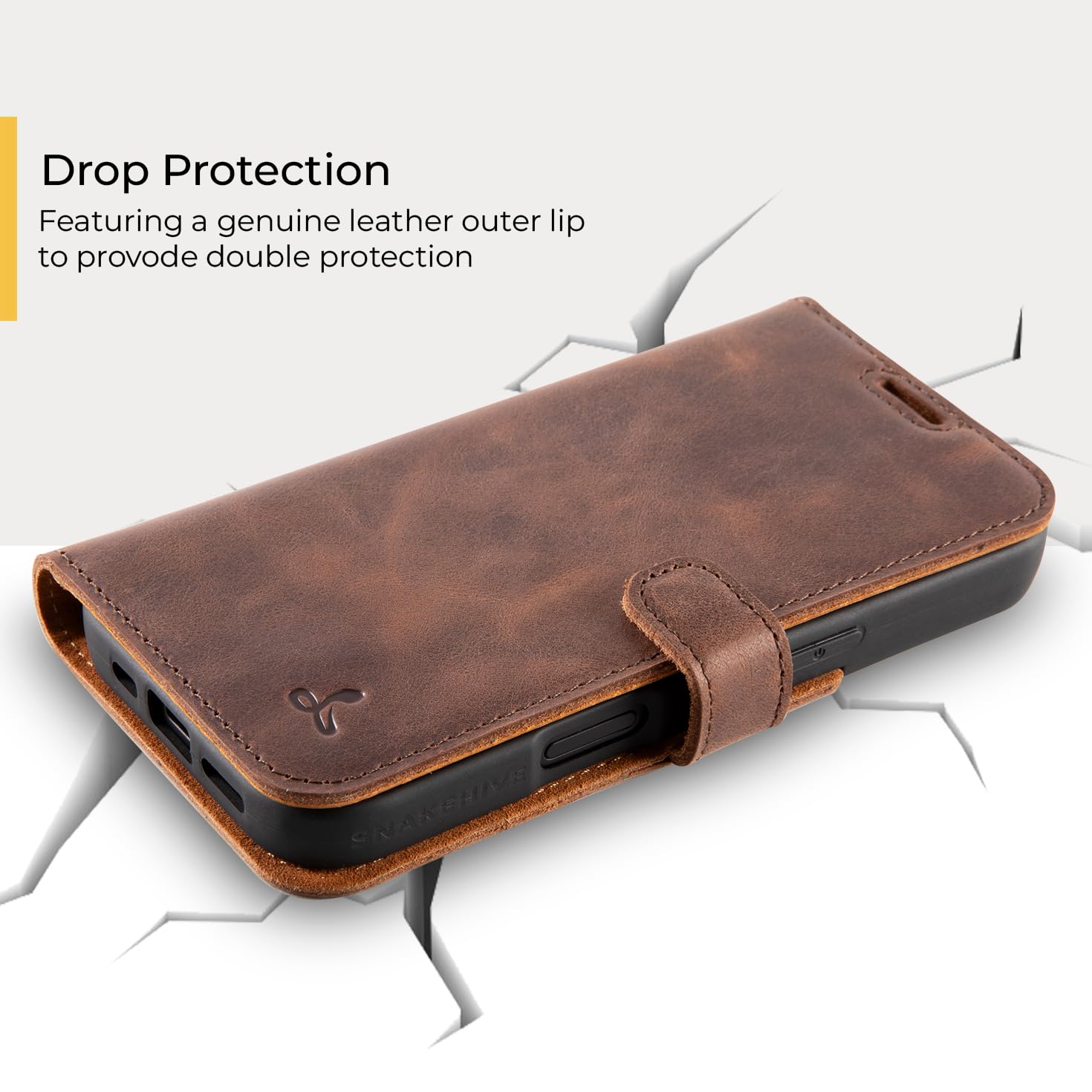 Snakehive Leather Wallet for iPhone 16 Pro, Real Leather Wallet Phone Case with Viewing Stand and Card Holder - Image 3