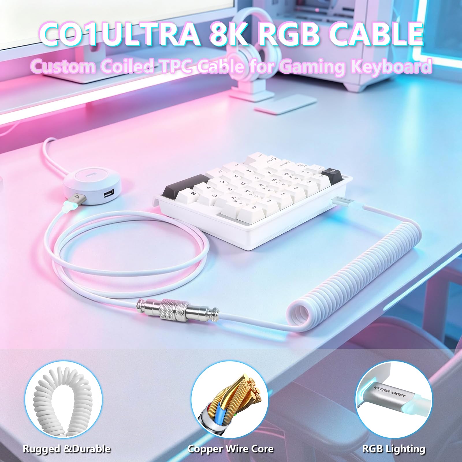 ATTACK SHARK M36 HE Einhand-Magnetschalter-Tastatur, 8000 Hz Polling, Hot-Swap-fähig, hohe Präzision 0,01 mm, 36 Tasten, kabelgebundene Tastatur mit RGB-Hintergrundbeleuchtung, C01 Ultra LED Aviator