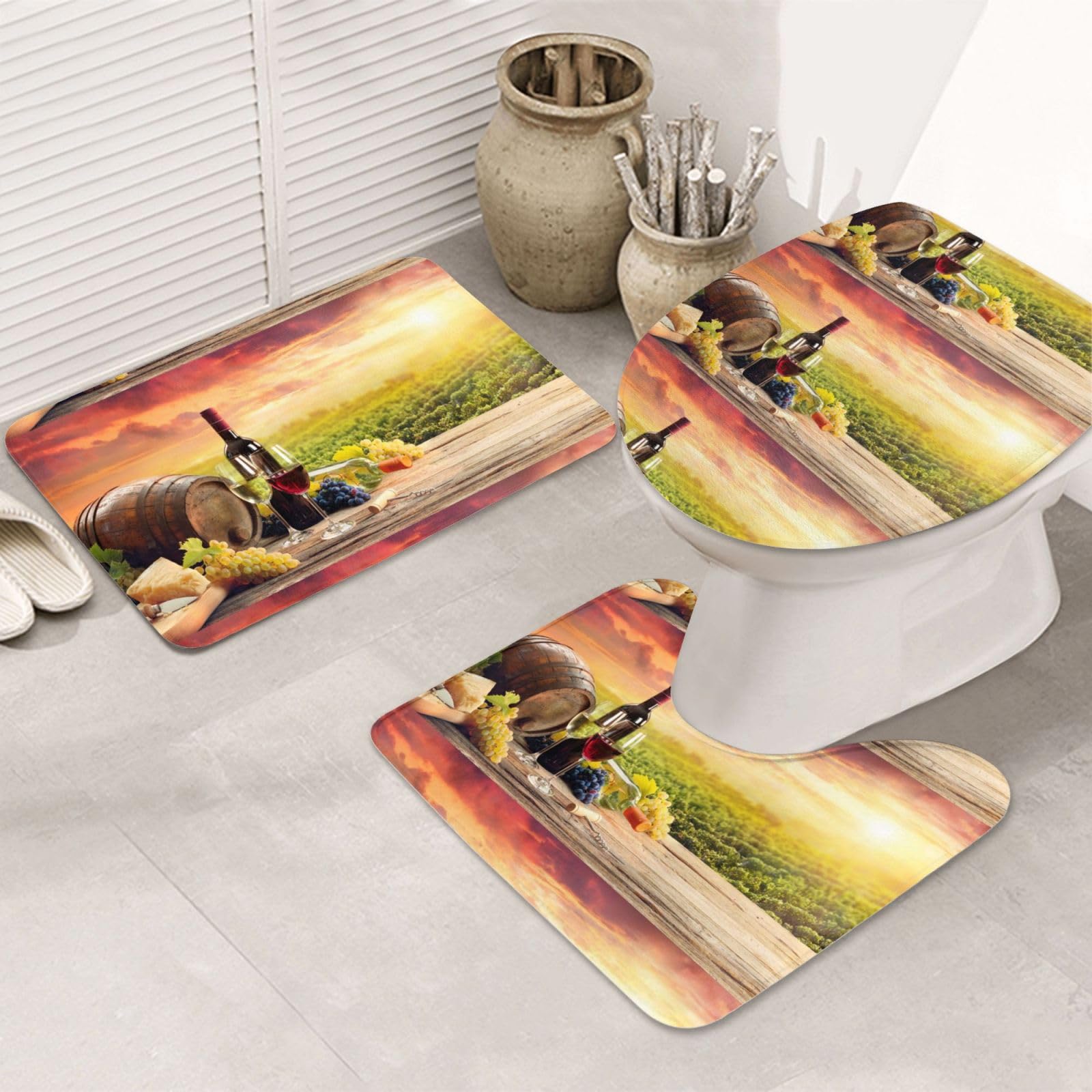 Tapis de bain antidérapants pour une ambiance italienne au coucher du soleil