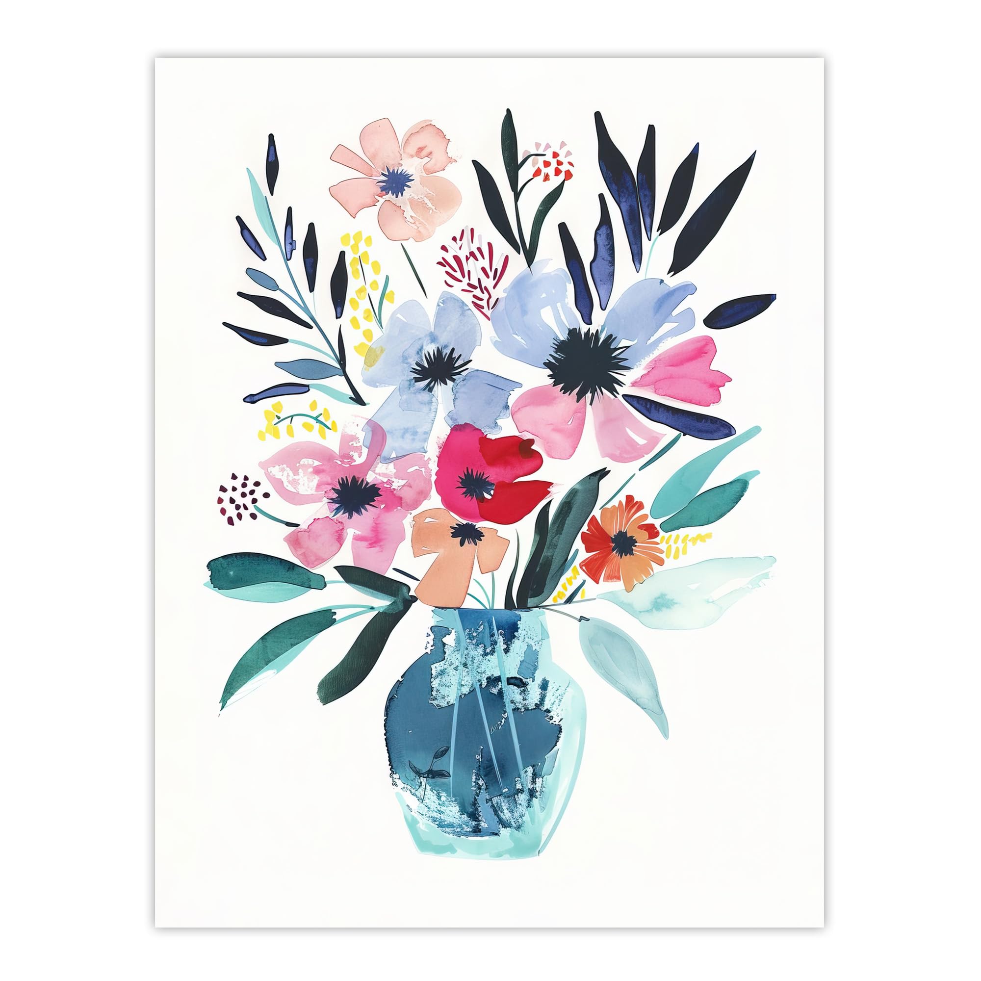 Artery8 Unframed 18X24" Pastel Colour Boho Spring Flower Bouquet In Vase Living Room Large Wall Art Poster Print Thick Paper 18X24 Inch