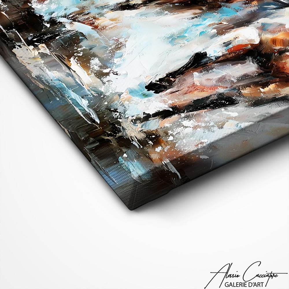Quadro lungo verticale moderno con animali – Poster decorativo da parete con cavallo, tela astratta di grande formato, decorazione da parete contemporanea – idea regalo cremagliera originale, 60 x 40